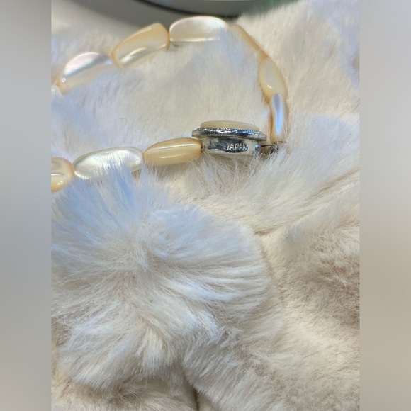 Vintage BALAMUTI Mother of Pearl MOP Necklace/matching earrings. 21”Signed Japan - Picture 10 of 17